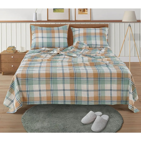 Queen Size Flannel Sheets Set - 100% Cotton