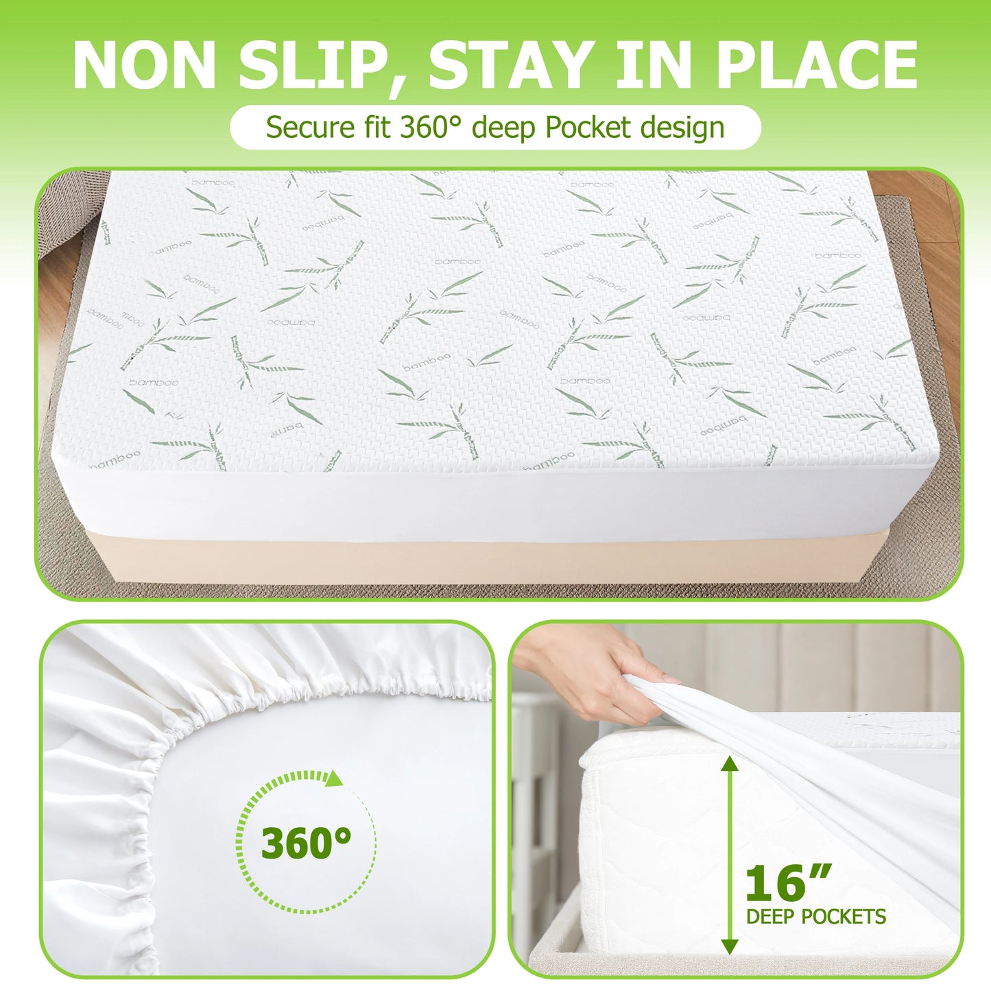Lux Decor Bamboo Mattress Protector – 100% Waterproof
