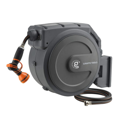 Retractable Hose Reel 5/8" x 90 ft Wall Mounted Garden Hose Reel Heavy Duty, Automatic Rewind