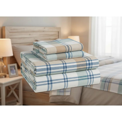 Queen Size Flannel Sheets Set - 100% Cotton
