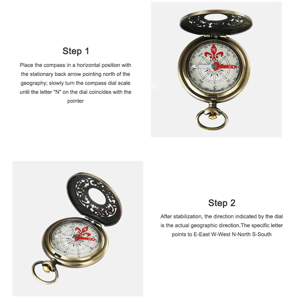 Vintage Bronze Pocket Watch Compass