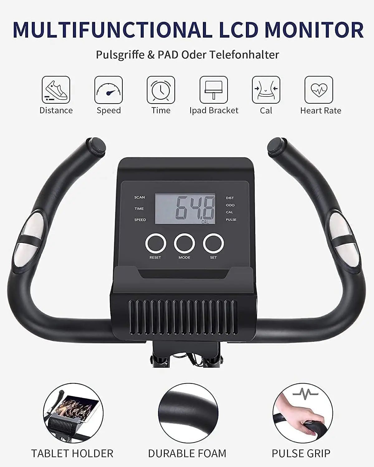 Folding Magnetic Exercise Bike with Pulse Sensor