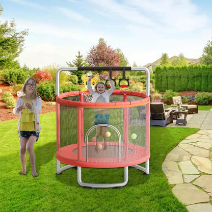 1Set Kids Trampoline Adjustable Baby Toddler Trampoline with Ocean Balls 440lbs 3-8 Years Toddler Trampoline with Enclosure Net