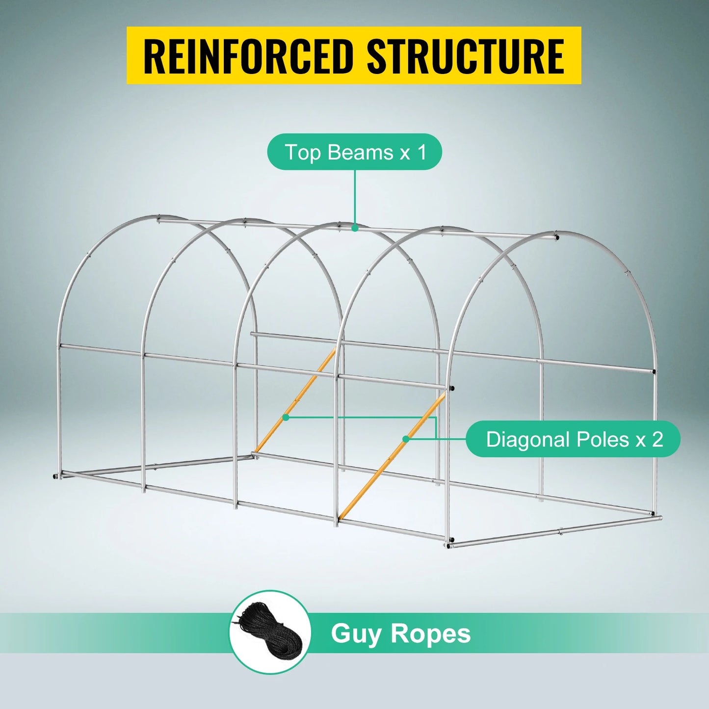 Walk-in Greenhouse 15'x7'x7' Hot Planter