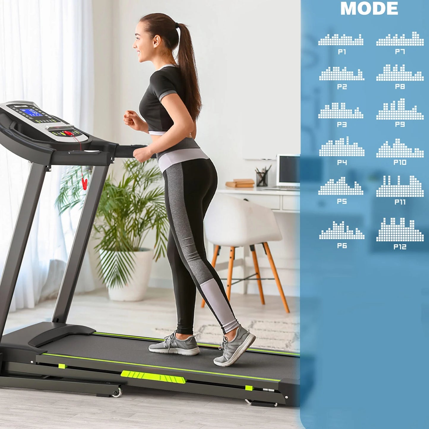 3.5 HP 0.5-7.5 MPH Portable Foldable Treadmill with Handles
