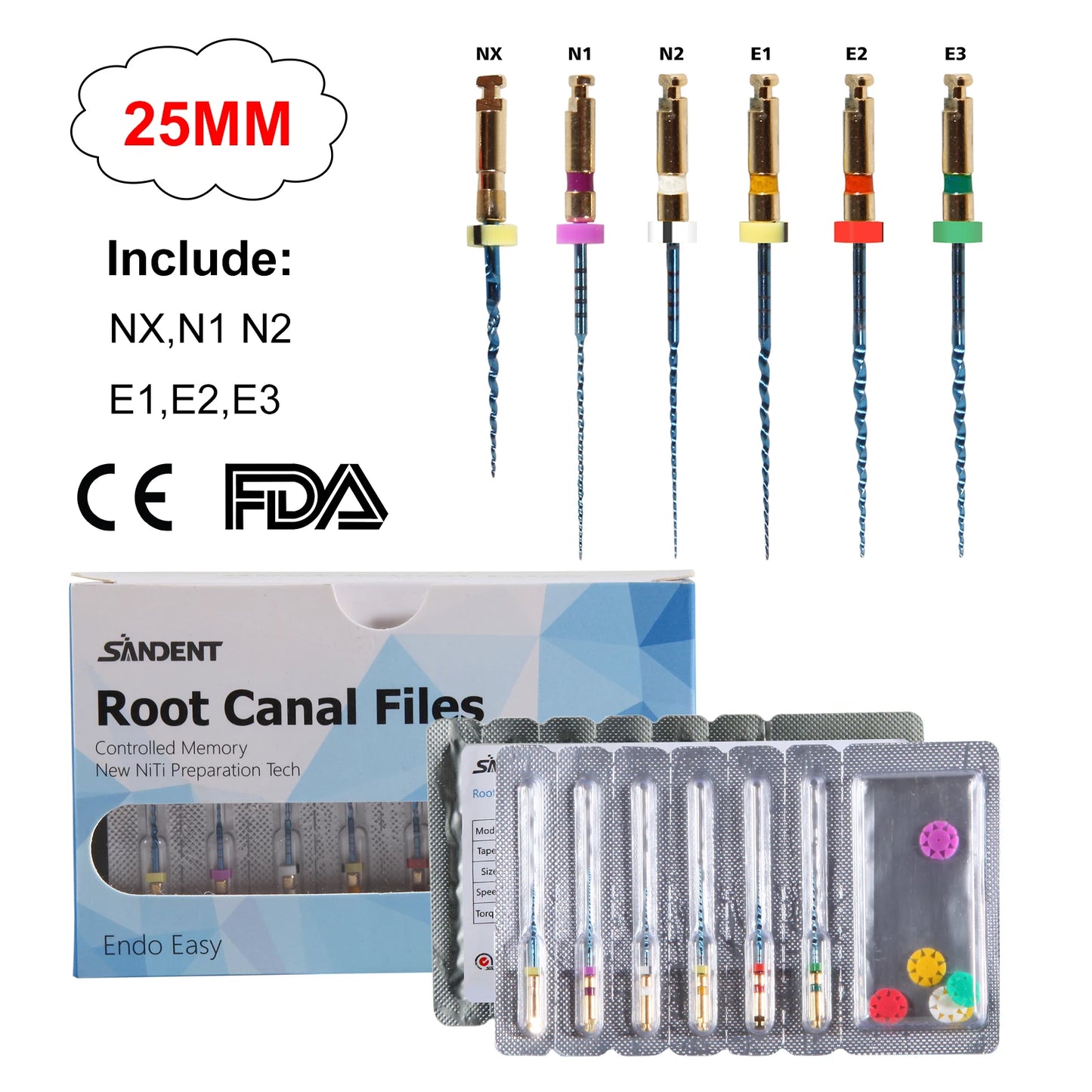 5/10Packs Dental  NiTi Rotary Engine Files
