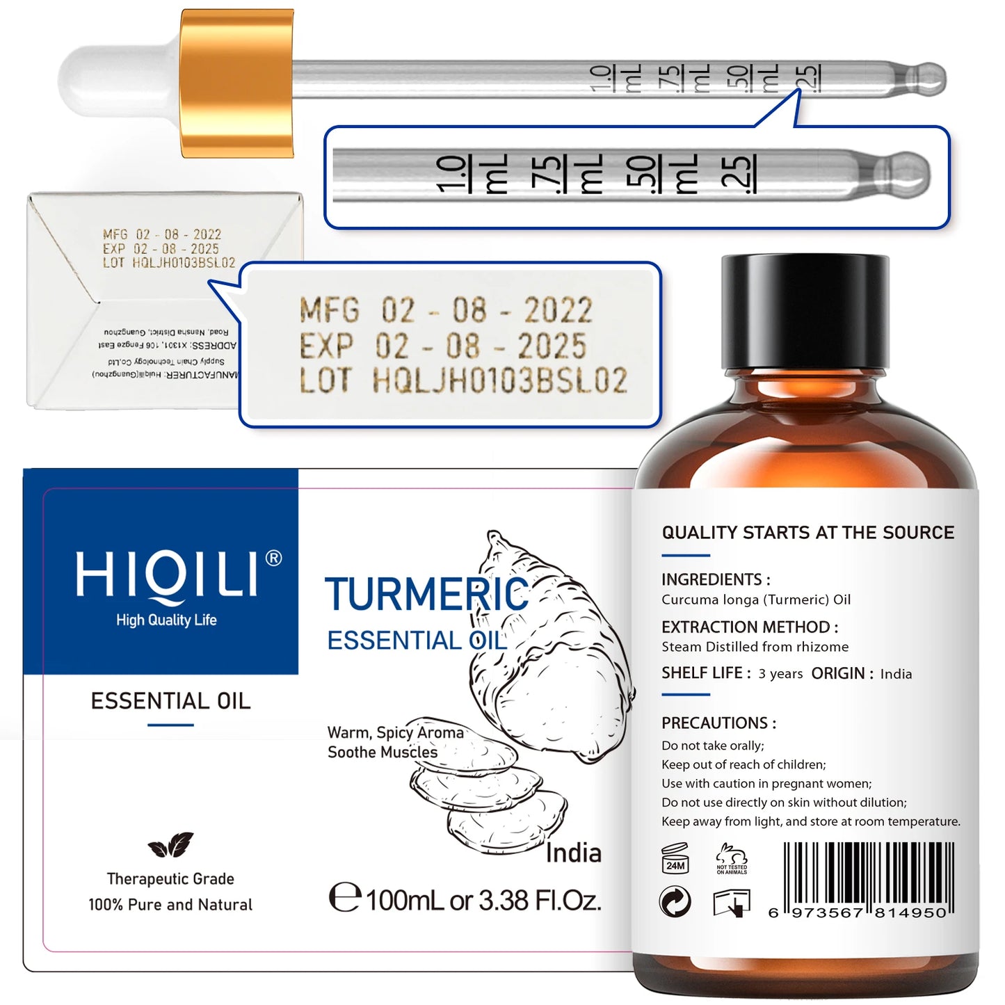Turmeric Essential Oils, 100% Pure Herbal Plant Oil for Candle