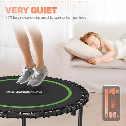 BCAN 450LBS Foldable Mini Trampoline, 40" Fitness Trampoline with Durable Bungees, Stable & Quiet Exercise Rebounder for Adults