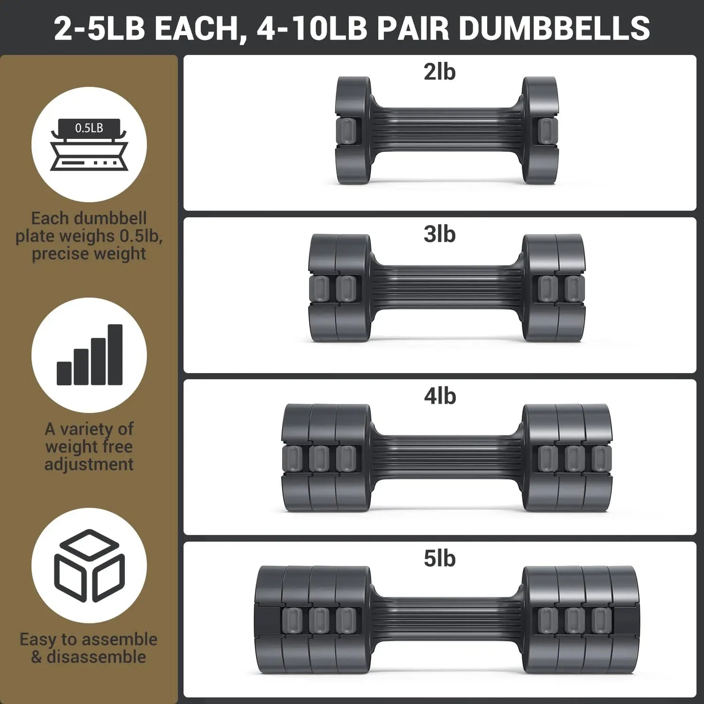 6 In 1 Adjustable Dumbbell Set
