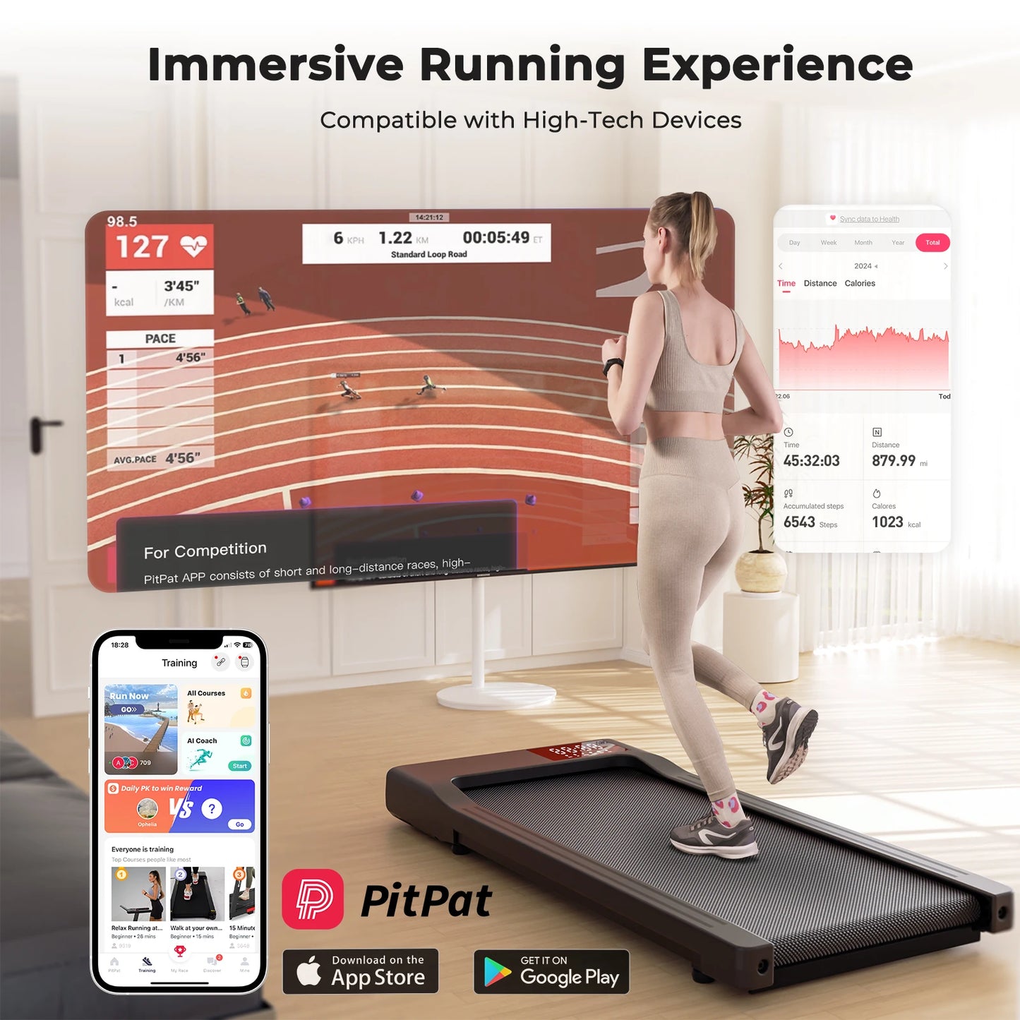 2in1 Treadmills for Home/Office, Remote Control