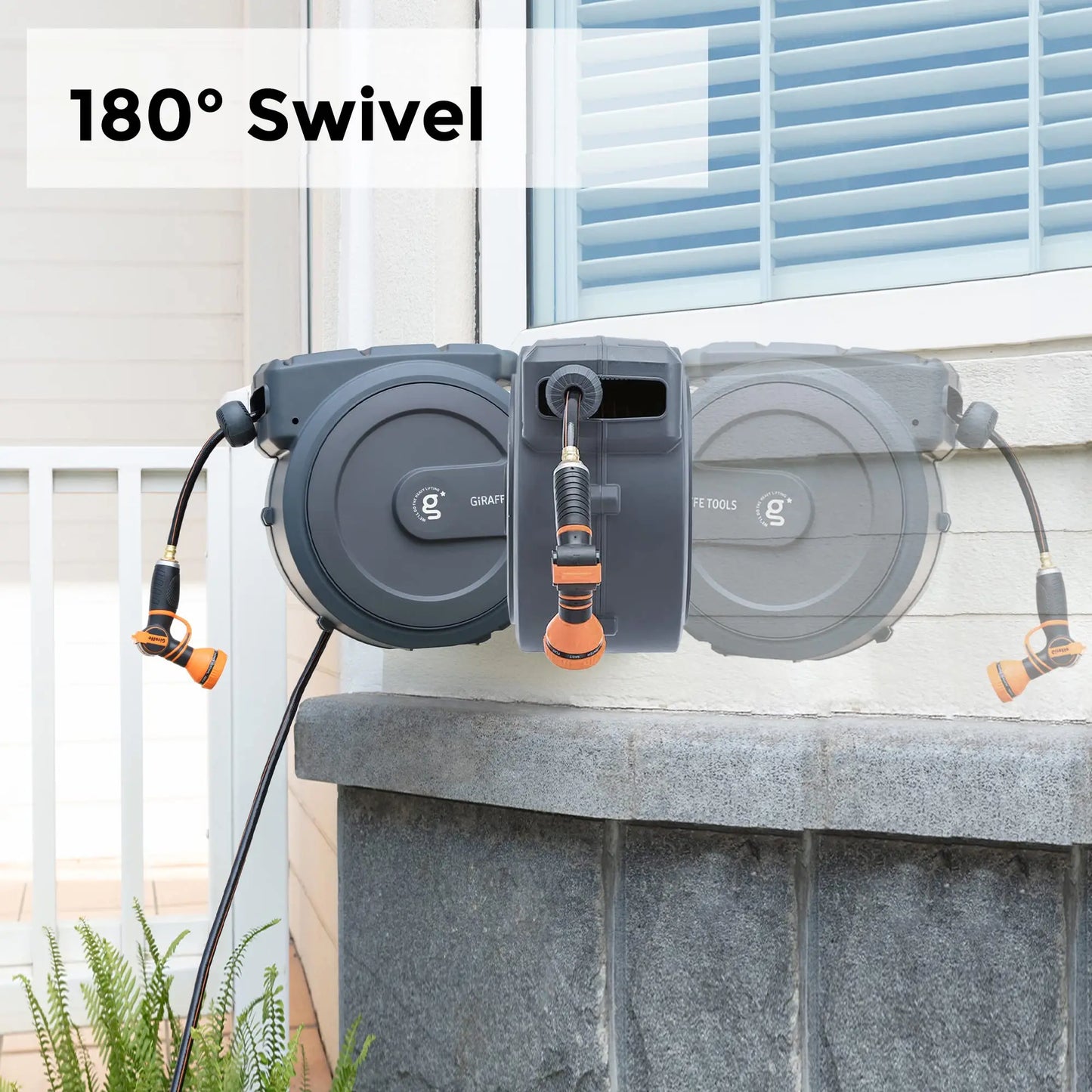 Retractable Hose Reel 5/8" x 90 ft Wall Mounted Garden Hose Reel Heavy Duty, Automatic Rewind