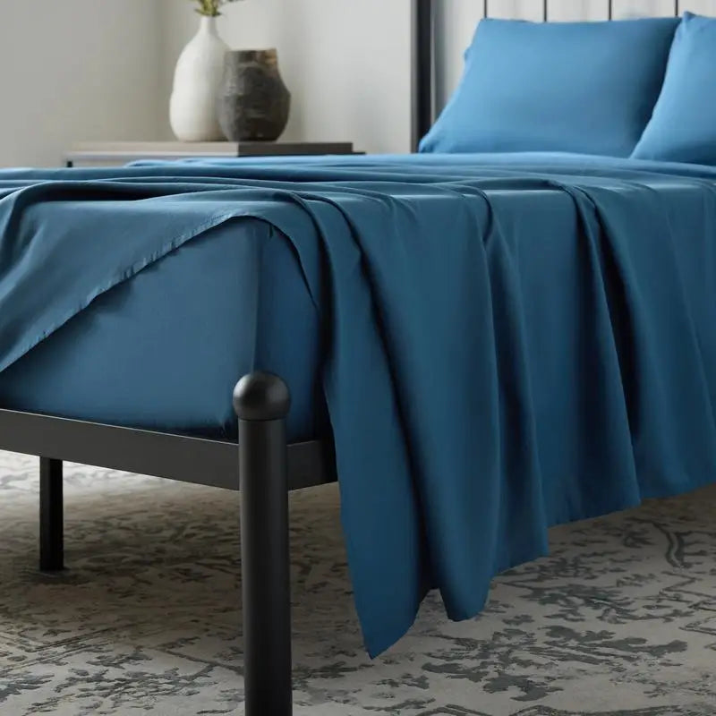 Blue Queen Size Bamboo Sheet Set