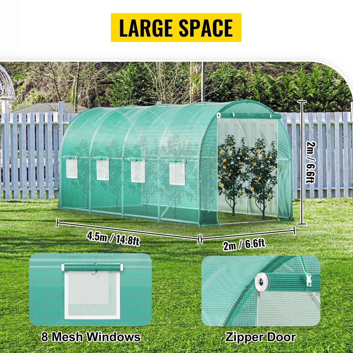 Walk-in Greenhouse 15'x7'x7' Hot Planter