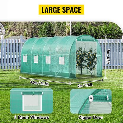 Walk-in Greenhouse 15'x7'x7' Hot Planter