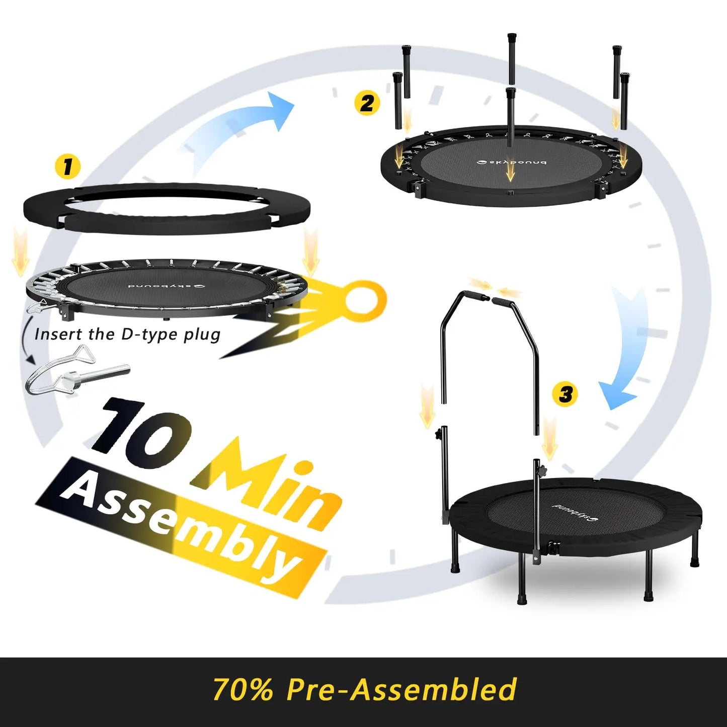 Foldable Rebounder Trampoline for Adults - 40", Max Load 350lbs,S
