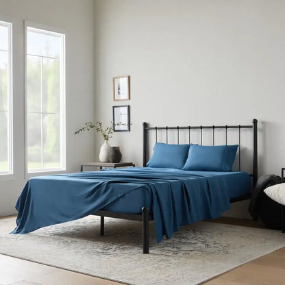 Blue Queen Size Bamboo Sheet Set