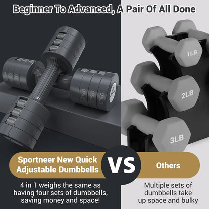 6 In 1 Adjustable Dumbbell Set