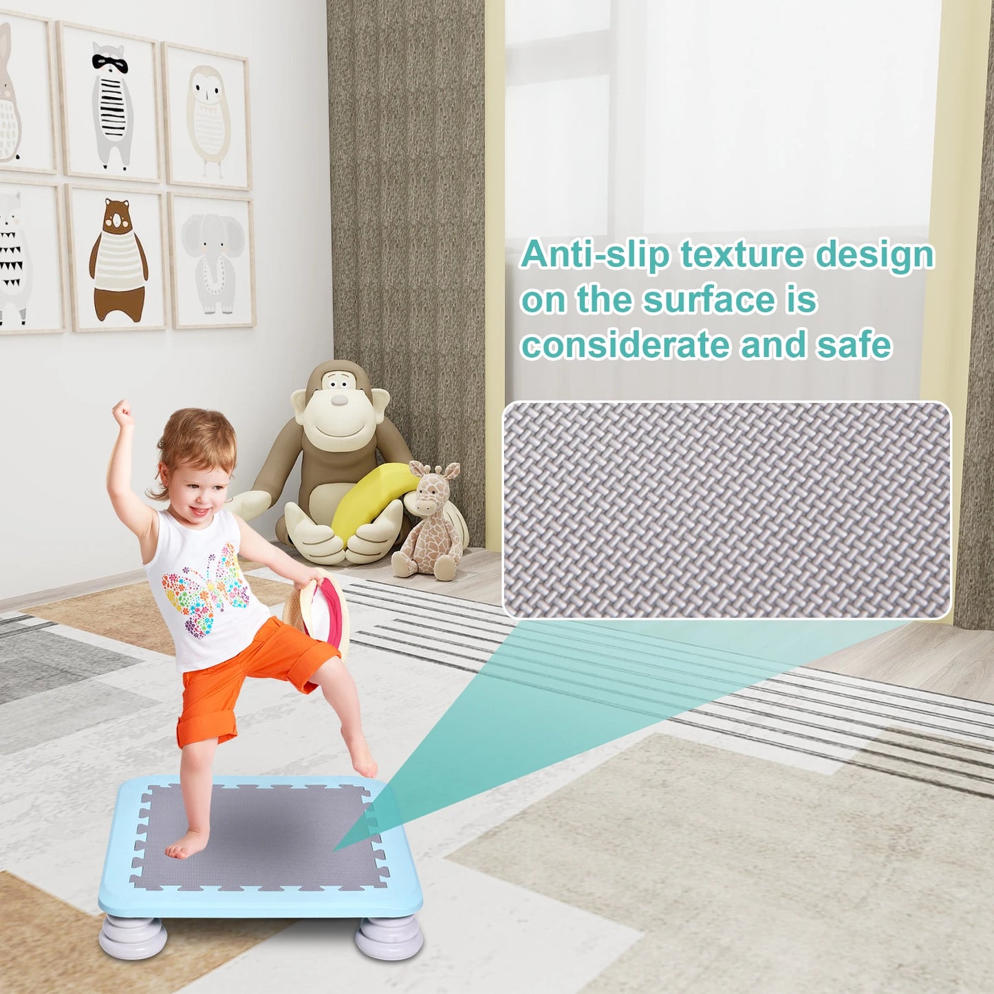 Toddler Trampoline Recreational Rebounder Indoor Fitness Toy Backyard Trampoline, Stable Bouncing Bed, Jump Sensory Training