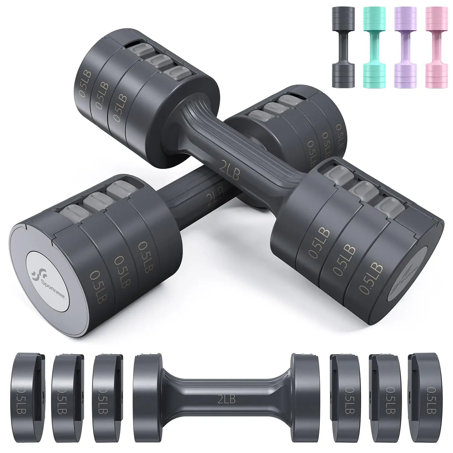 6 In 1 Adjustable Dumbbell Set