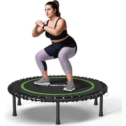 BCAN 450LBS Foldable Mini Trampoline, 40" Fitness Trampoline with Durable Bungees, Stable & Quiet Exercise Rebounder for Adults