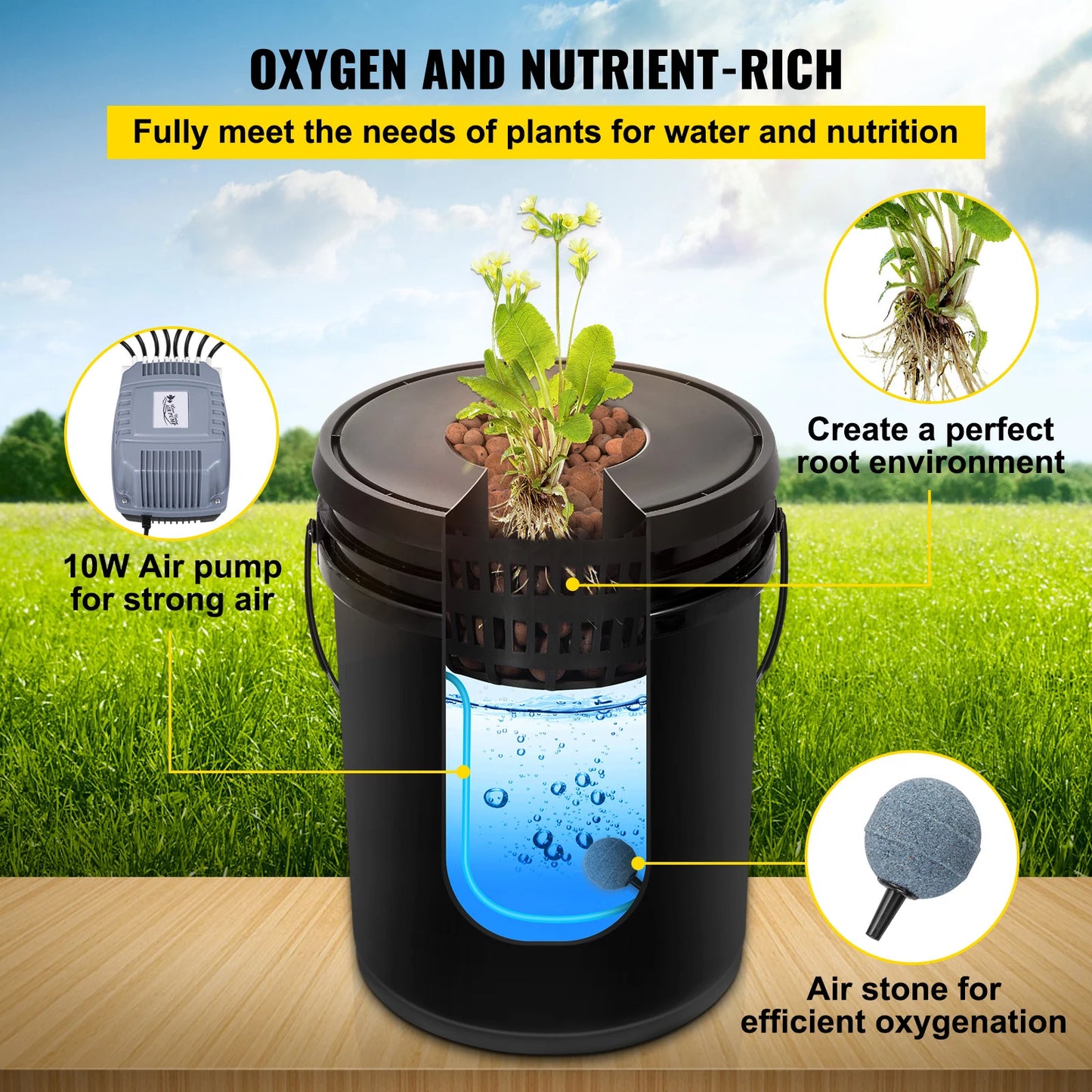 5 Gallon Hydroponics Deep Water Culture System