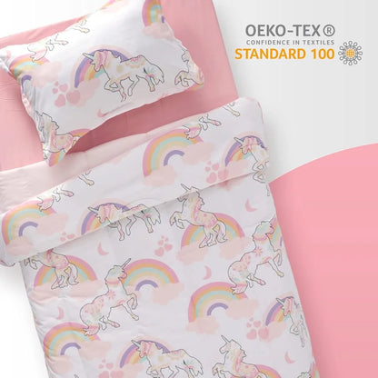 Kids Unicorn Bedding Set Full/Queen Size - 7 Piece Pink Comforter with Sheets & Pillowcases, Super Soft & Cute Design