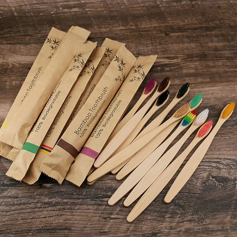 50Pcs Natural Bamboo Wood Toothbrushes