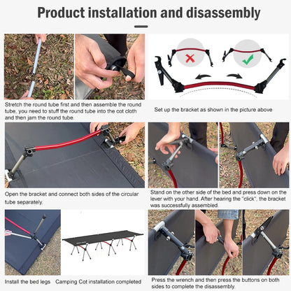 Cot with Leg Extenders for Outdoor Hiking Travel