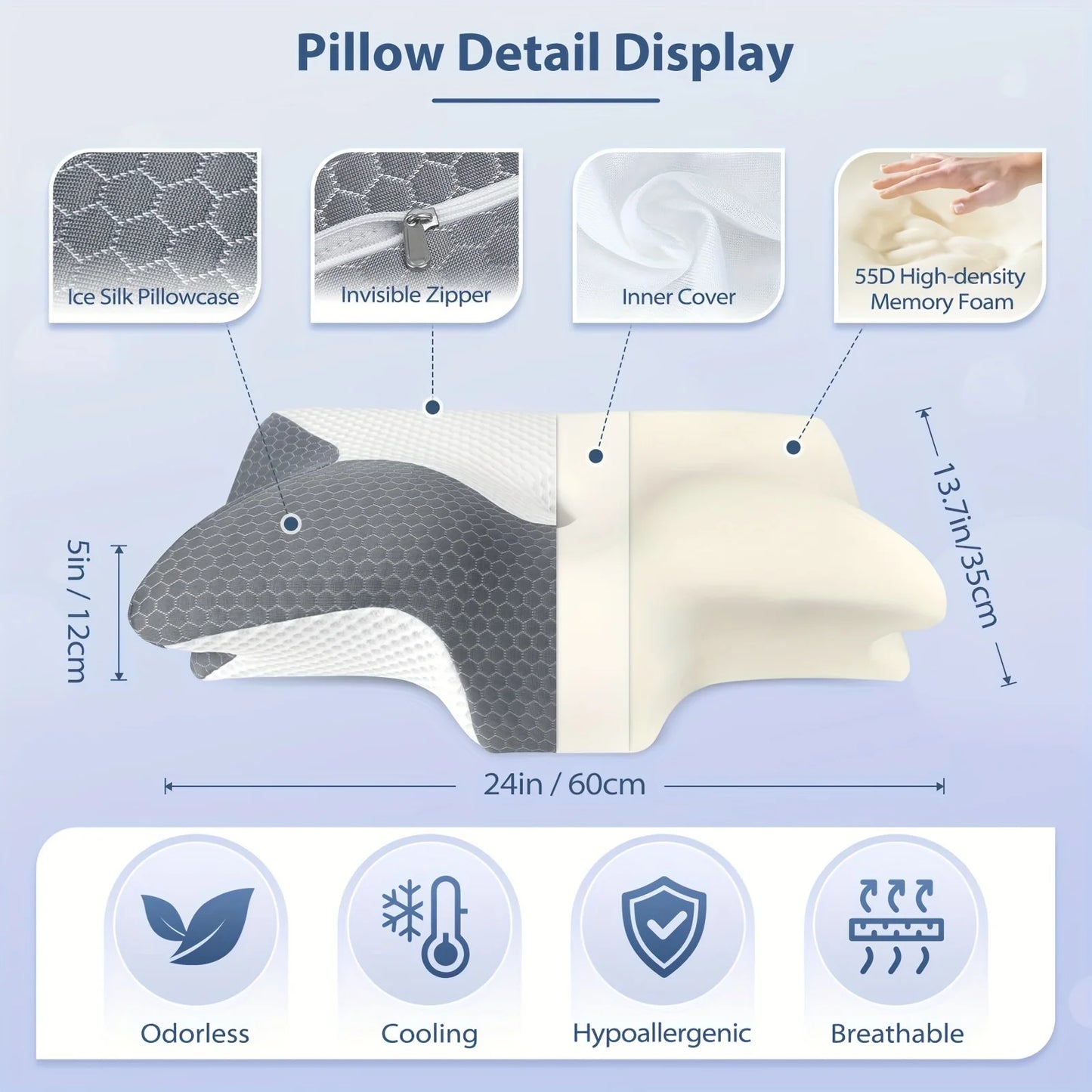 Cervical Memory Foam Pillows For Neck Shoulder Pain